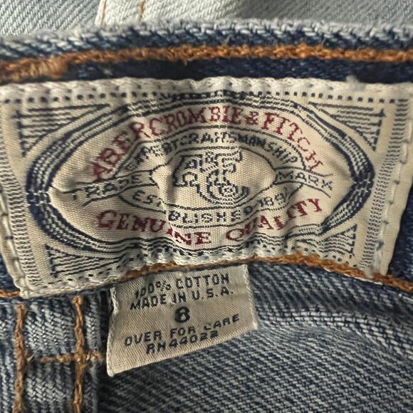 Abercrombie & Fitch Y2K Vtg Dip Dye High Rise Cut Off Denim Shorts 8 Distressed - Picture 2 of 9